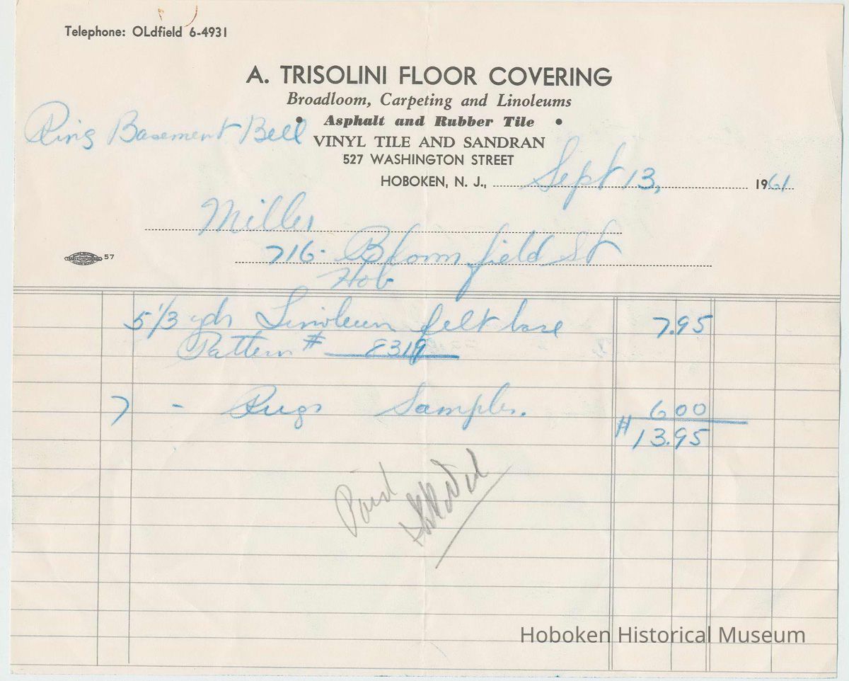 receipt 1 Trisolini 1961