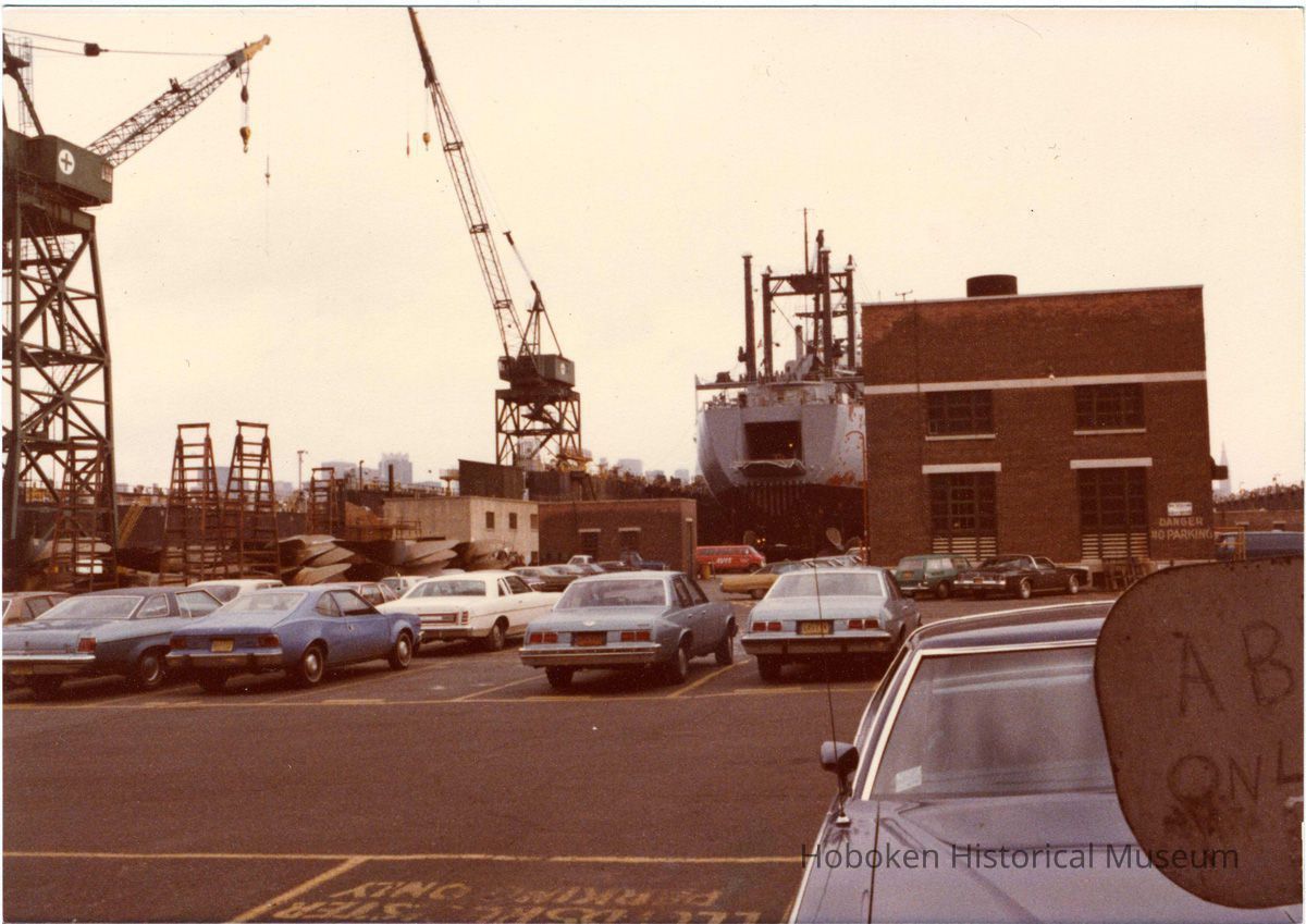 Digital scan of color photo of Bethlehem Steel Hoboken Shipyard, Hoboken, no date, circa 1970-1980. picture number 1