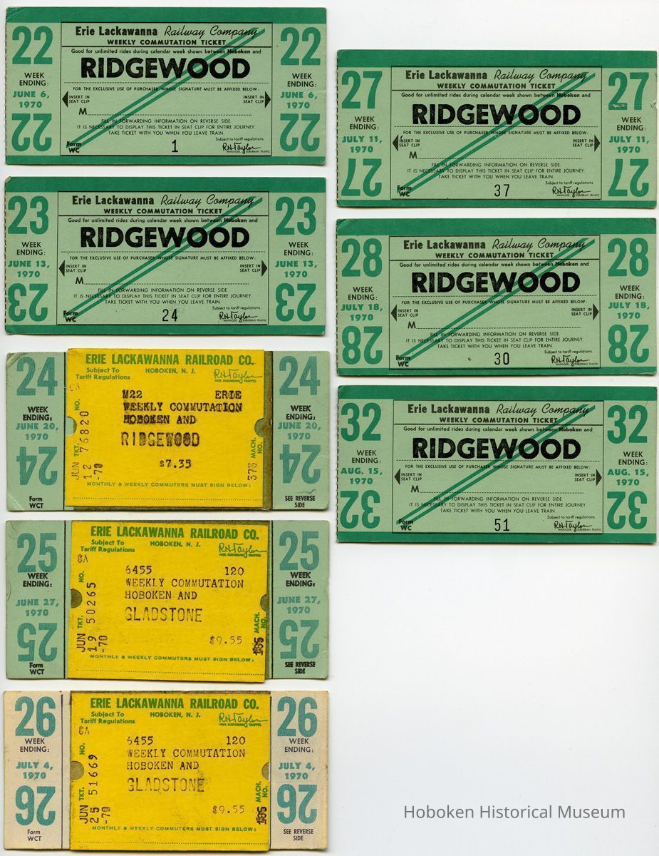 seven 1970 weekly commutation tickets