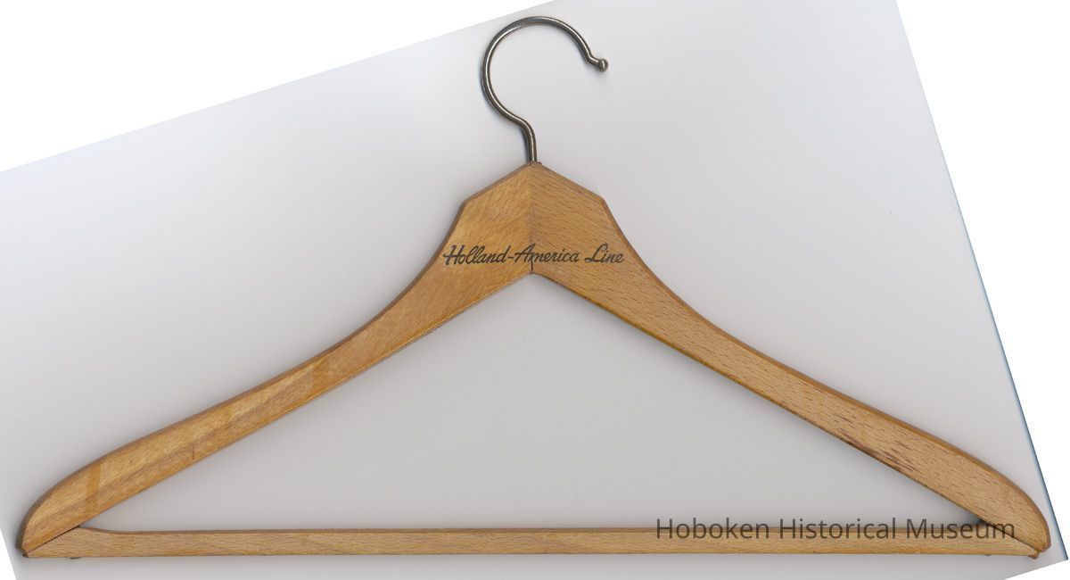 Wood coat hanger stamped 