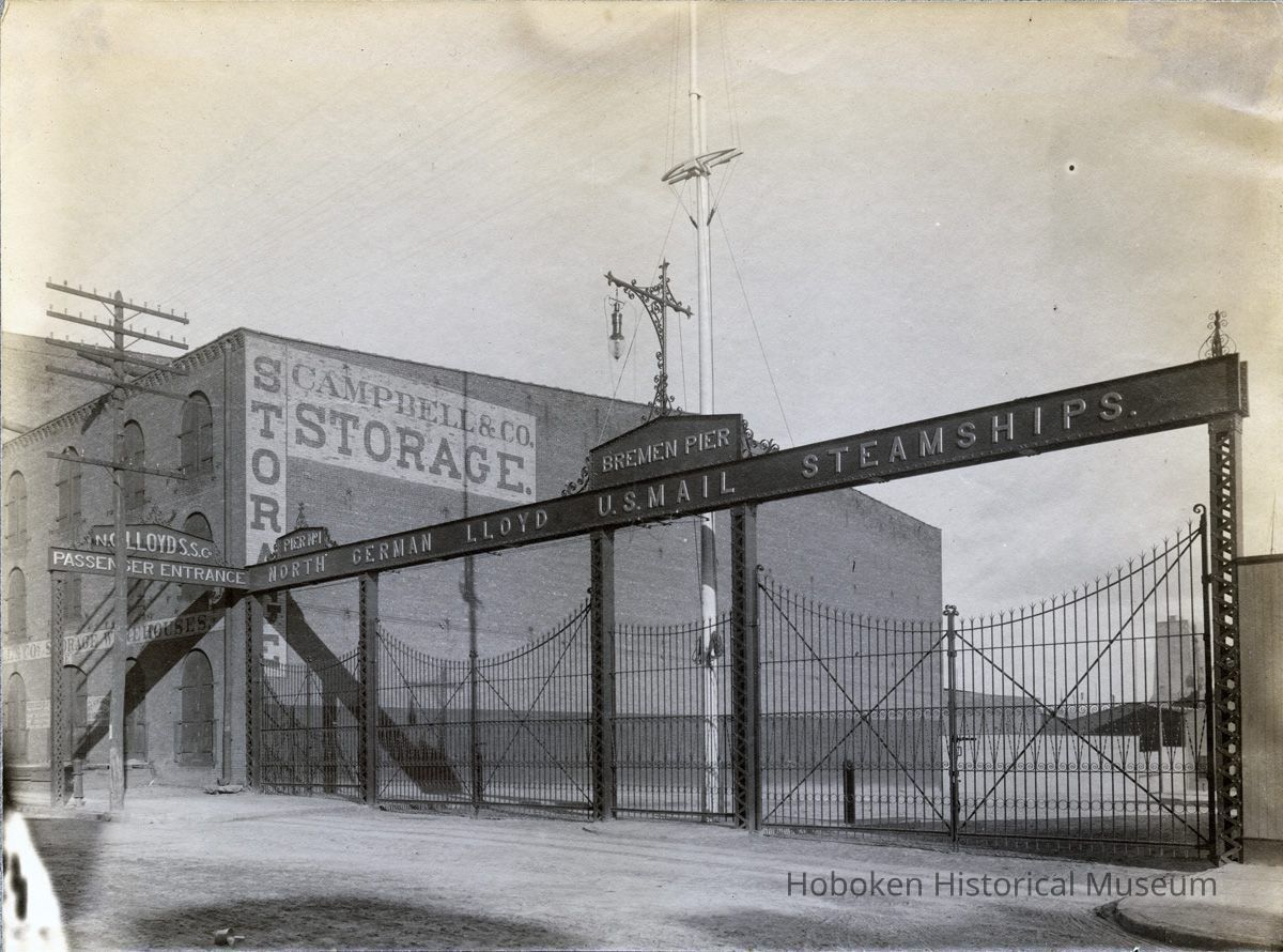 enhanced image: North German Lloyd entrance to Pier No. 1, River Street
