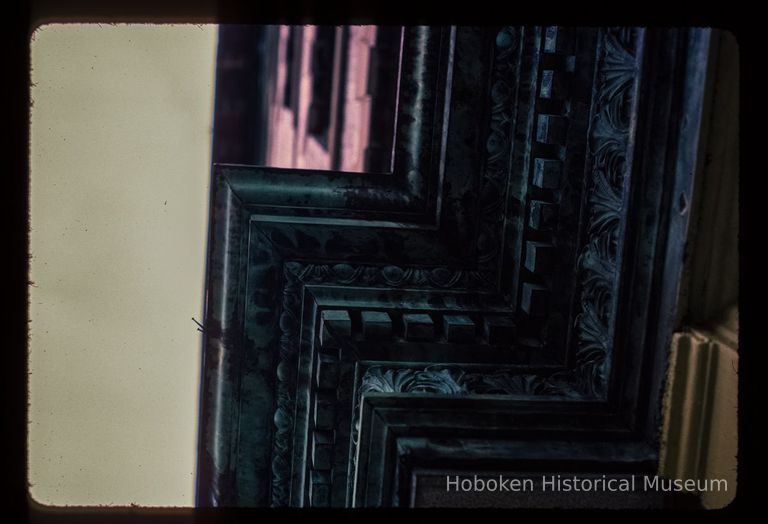 Color slide of detail view of cornice, dentils and frieze at 935 Willow on the SE corner of 10th and Willow picture number 1