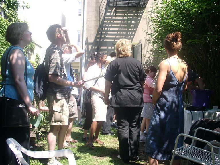 Digital color image of the gardens and people on the Secret Gardens Tour, Hoboken Historical Museum, Hoboken, June 9, 2002. picture number 1