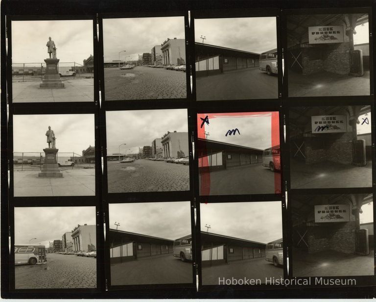 B+W negative contact sheet of images of Hoboken taken by John Conn. no date, [1976]. picture number 1