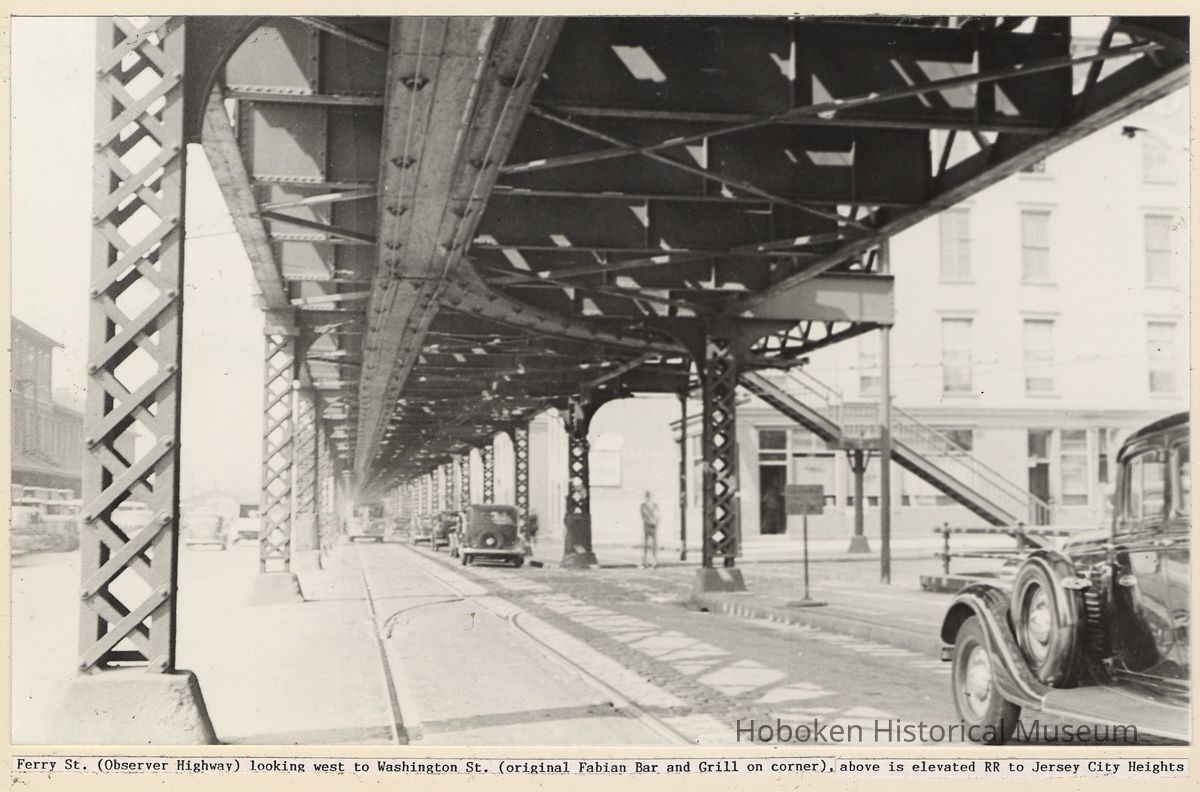 View west on Ferry Street (Observer Highway) to Washington Street, Hoboken, circa mid-1930's. picture number 1