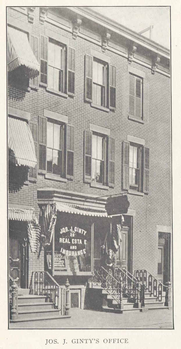 Printed B+W photograph of Joseph J. Ginty, Real Estate & Insurance, 202 Seventh Street, Hoboken, no date, ca. 1906-1908. picture number 1