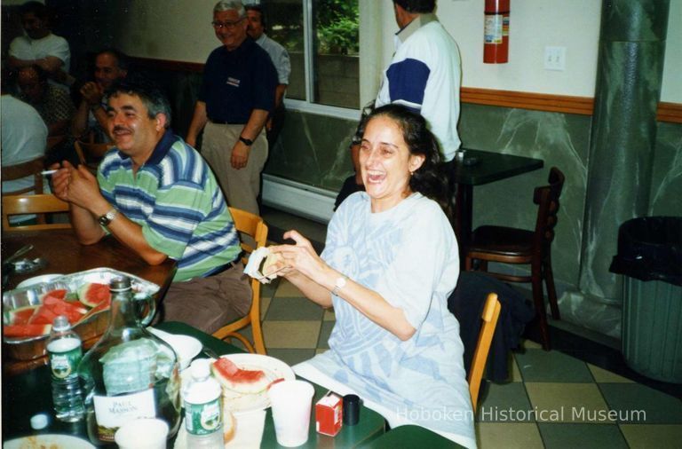 Color photo of the interior of the Monte San Giacomo Democratic Club, Inc. at 531 Adams St., during a Museum visit, Hoboken, July 9, 2000. picture number 1