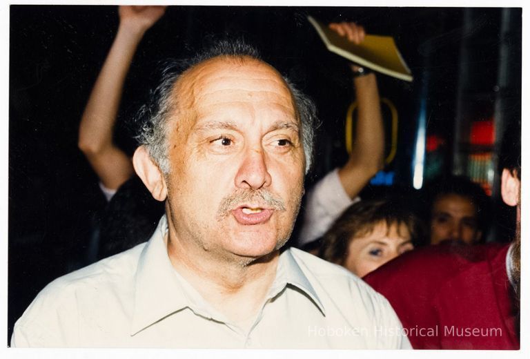 Color photo of mayoral candidate Tom Vezzetti on the street with supporters on election night, Hoboken, [June 11, 1985]. picture number 1