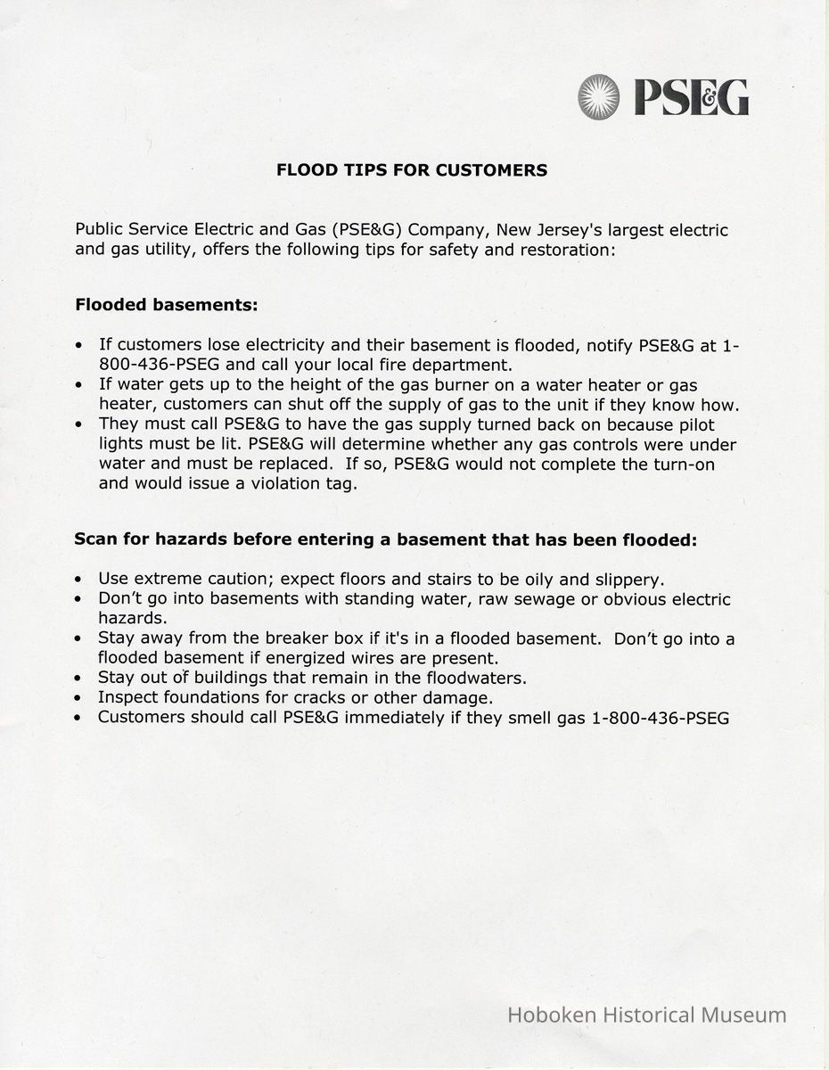 PSE&G Flood Tips