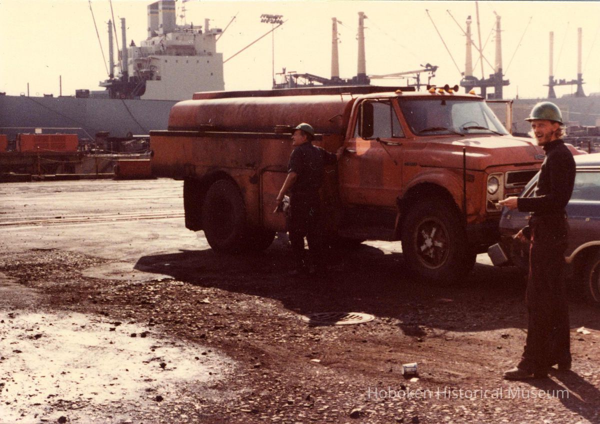 Digital scan of color photo of Bethlehem Steel Hoboken Shipyard, Hoboken, no date, circa 1970-1980. picture number 1