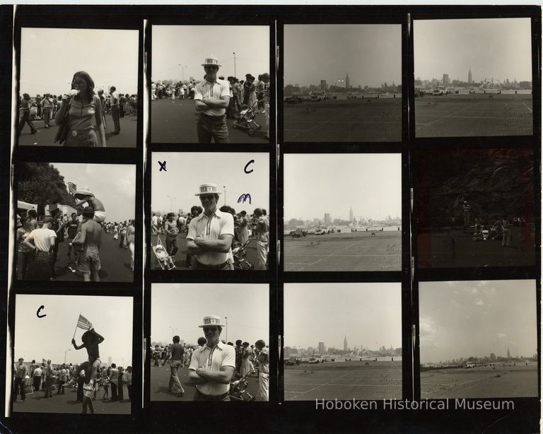 B+W negative contact sheet of images of Hoboken taken by John Conn. no date, [1976]. picture number 1