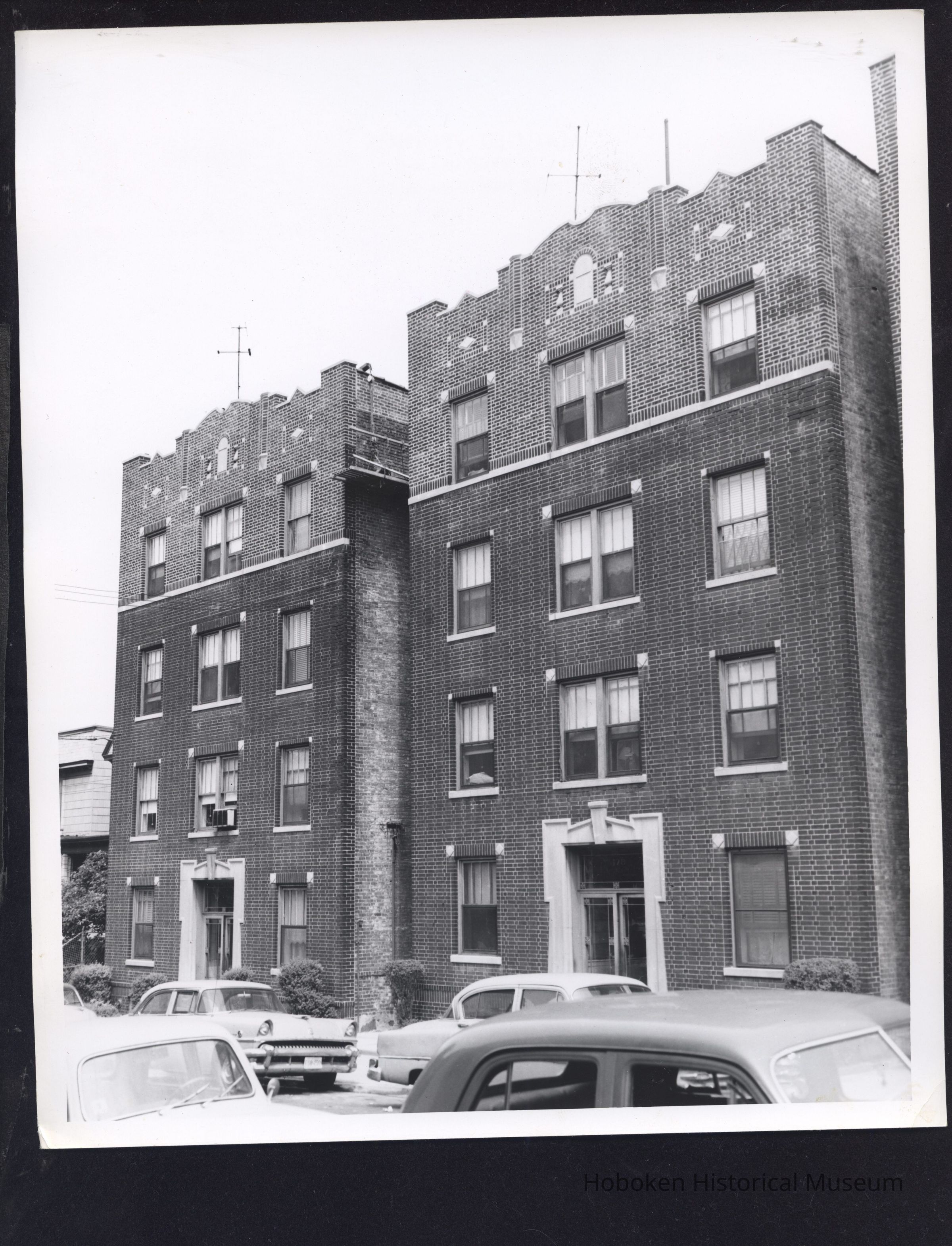 B&W photo of apartment buildings at 128-130 Ege Avenue, Jersey City. picture number 1