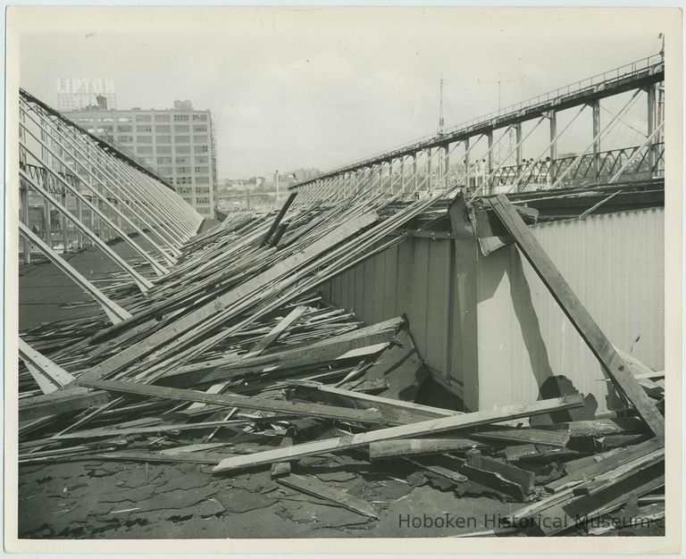 B+W photo of the reconstruction and extension of Pier 15 at the Bethlehem Steel Shipyard, Hoboken Division, June 20, 1957. picture number 1