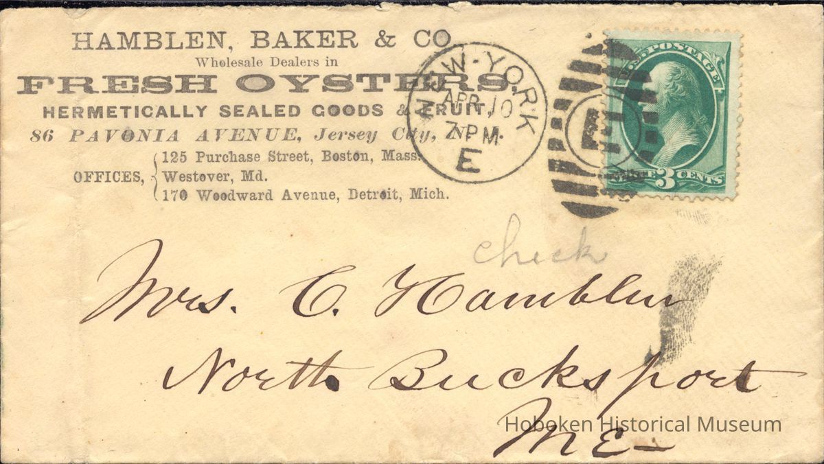 Postal Envelope: Hamblen, Baker & Co., Jersey City, NJ picture number 1