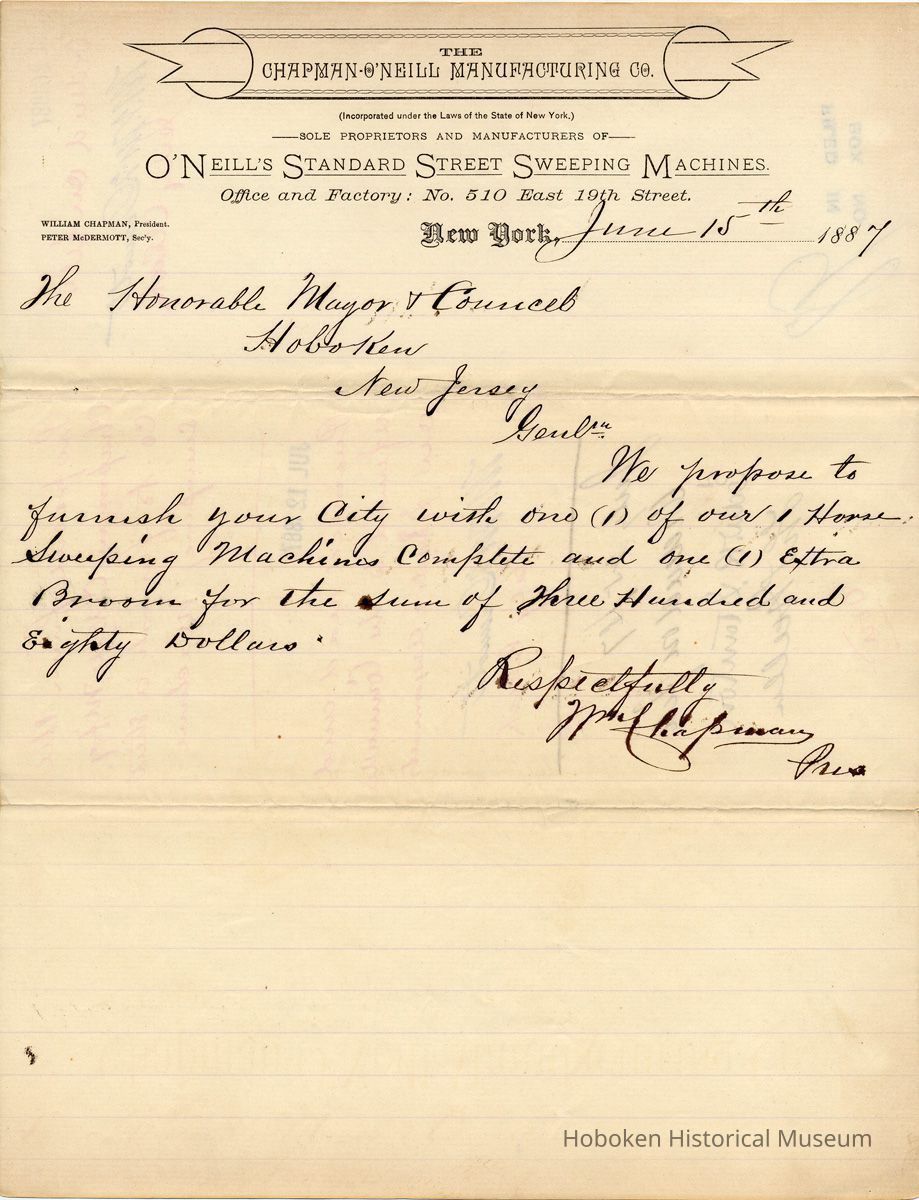 letter 1, June 15, 1887 proposal, on letterhead