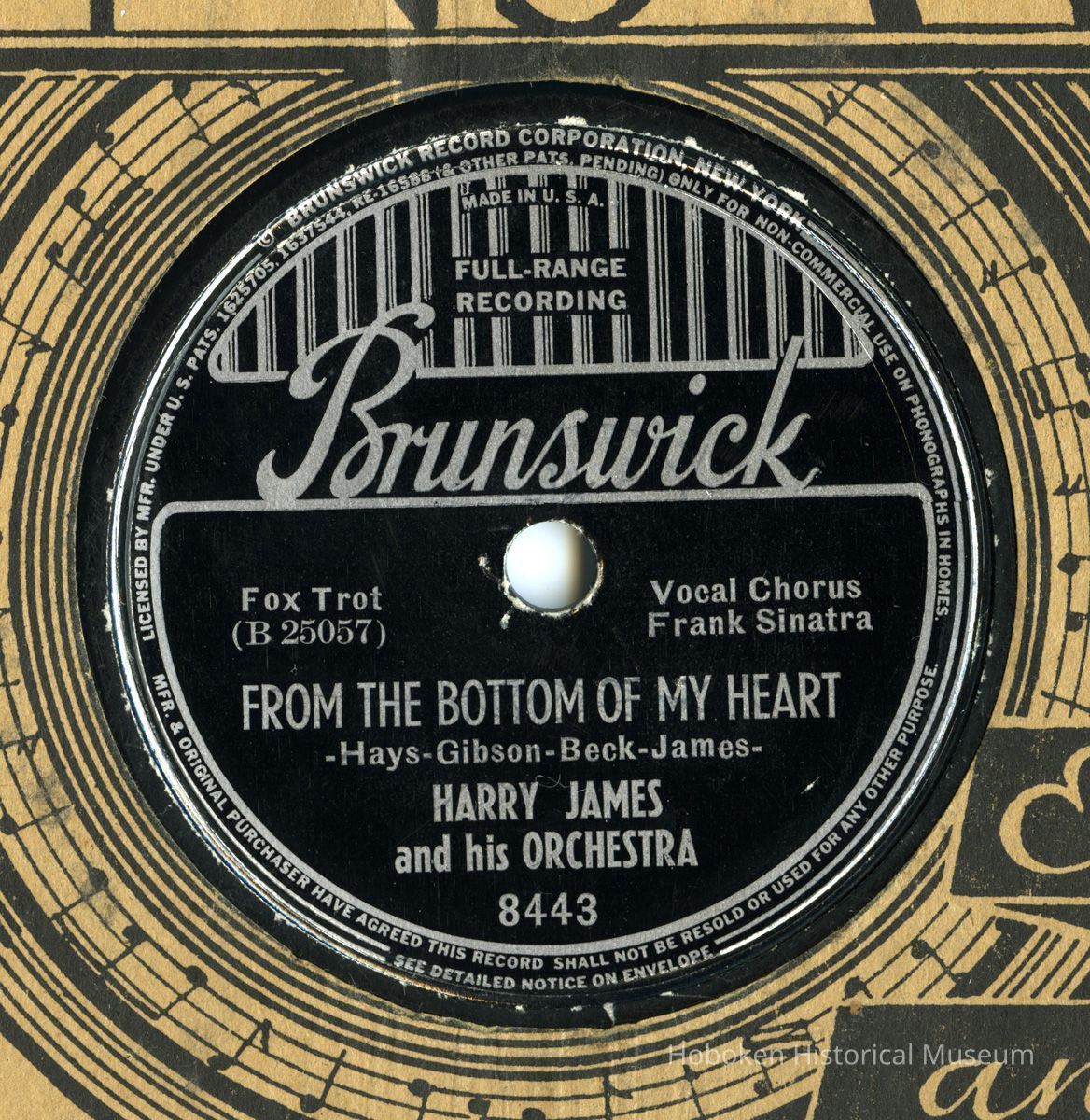 label detail Brunswick 8443; B 25057; Frank Sinatra vocal