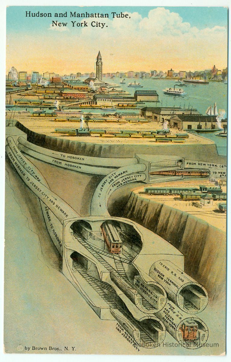 Digital image of Hudson & Manhattan R.R. postcard titled: Hudson and Manhattan Tube, New York City. No date, ca. 1910. picture number 1