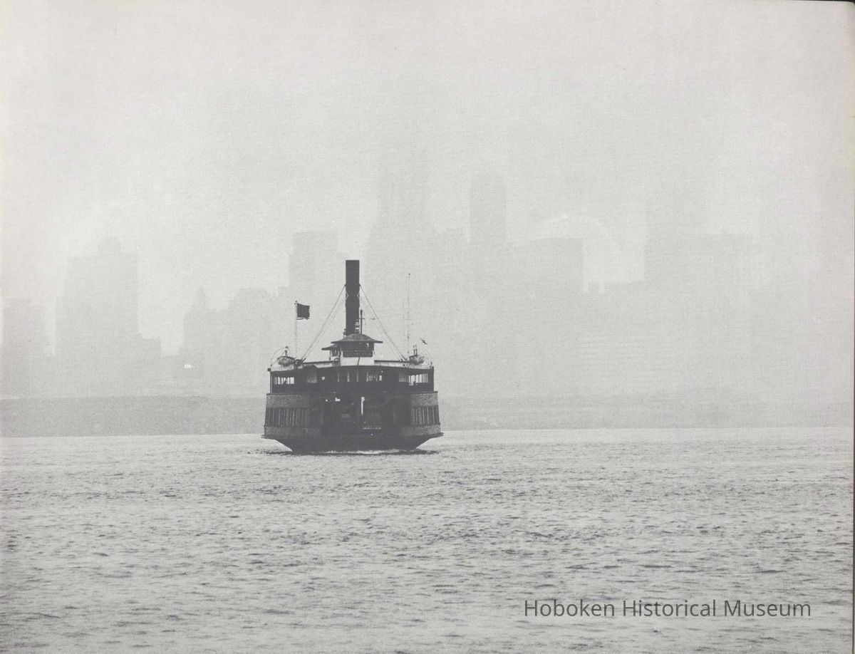 Digital reference image of printed b+w photo by David Plowden of the ferry Elmira on its last run, Nov. 22, 1967. picture number 1