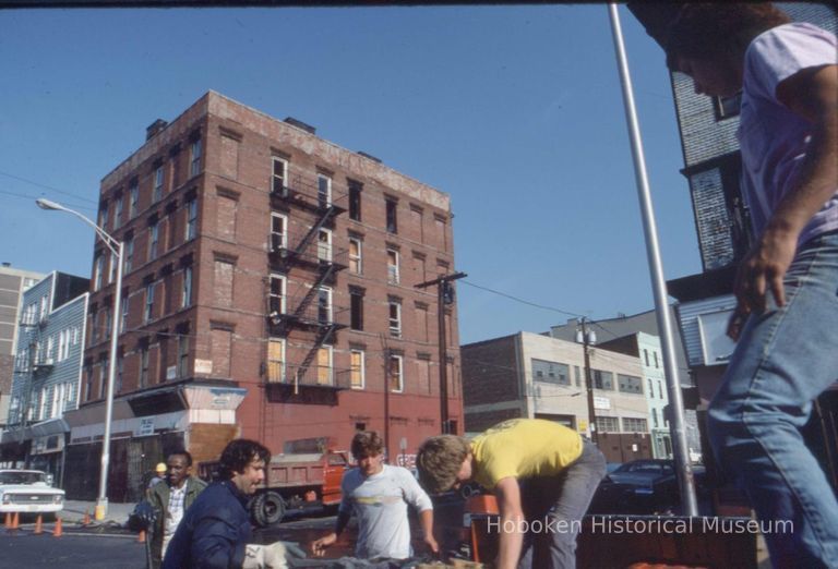 Color slide of buildings under renovation on or near First and Clinton Sts., Hoboken, ca. 1983-84. picture number 1