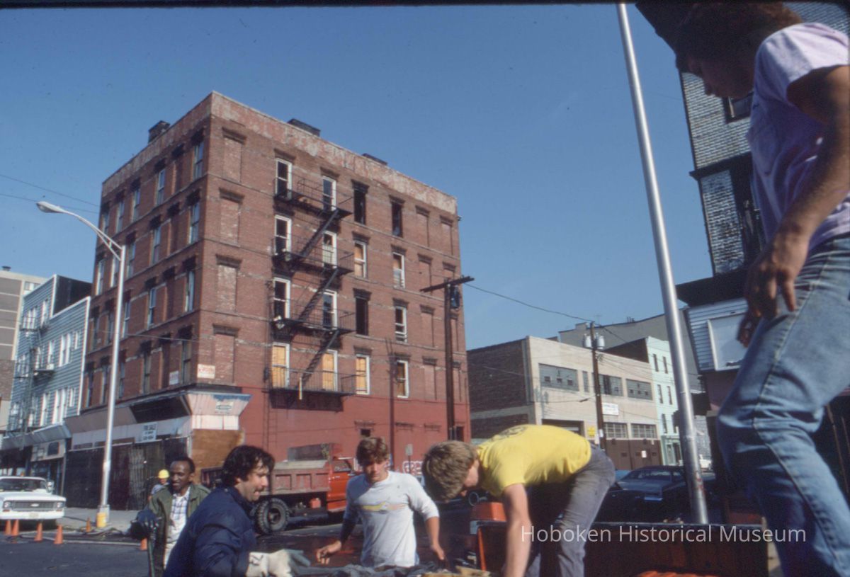 Color slide of buildings under renovation on or near First and Clinton Sts., Hoboken, ca. 1983-84. picture number 1