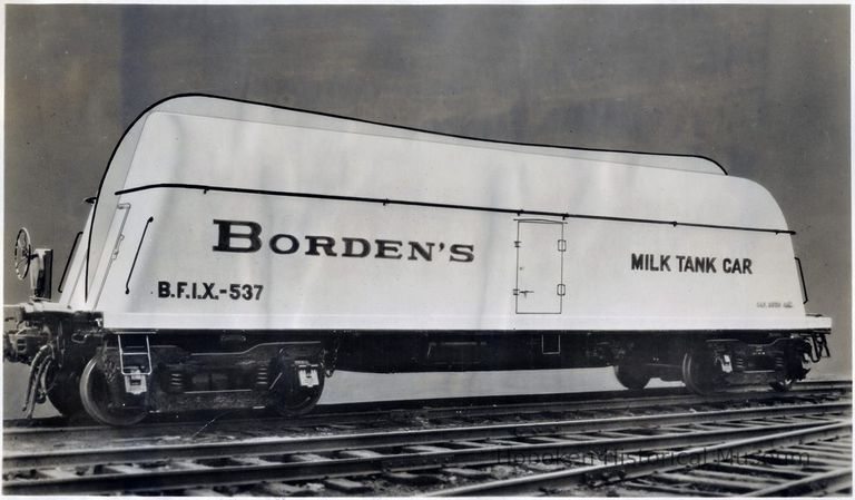 milk tank car; cropped to image, enhanced