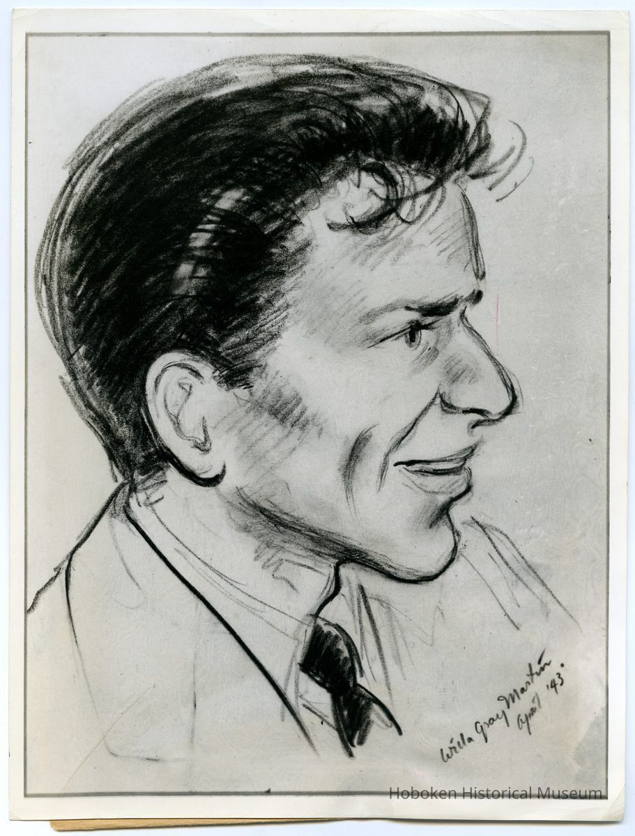 front, image: Frank Sinatra sketch portrait, Willa Gray Martin, 1943