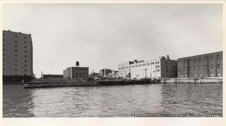 Digital image of B+W photo of the Hoboken waterfront, Hoboken, circa 1987. picture number 1