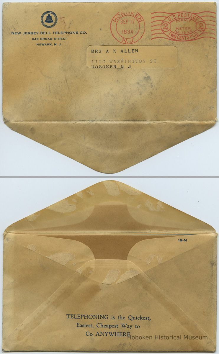 envelope: front and back (bottom opening flap)