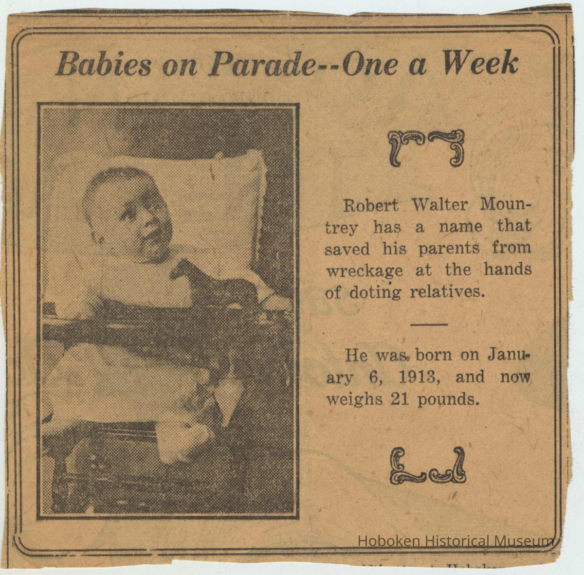 Newspaper clipping with feature 