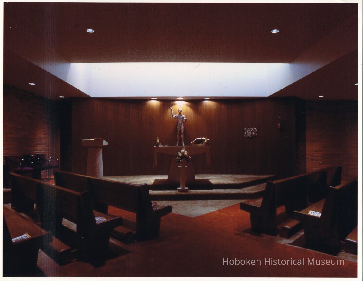 interior of chapel; print
