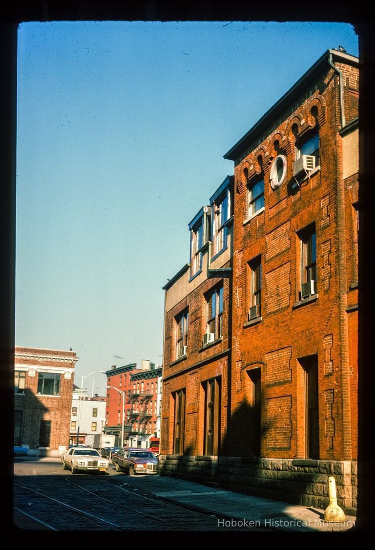 Color slide of eye-level view of rear facade of the Hoboken Land Building at 1 Newark looking NW picture number 1