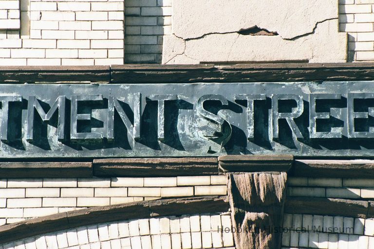 Color photo wall sign, detail: Department Street Cleaning (City of Hoboken), 128 Jackson Street, Hoboken, Jan. 3 & 4, 2002. picture number 1