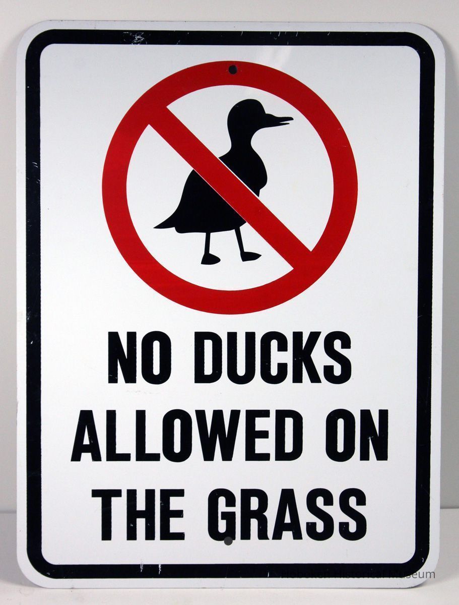 Sign, decaled metal, 18
