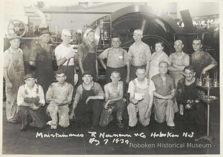 B+W photo of R. Neumann & Co. maintenance department, Hoboken, August 7, 1939. picture number 1