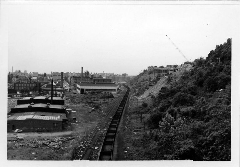 view south along rail lines on west side