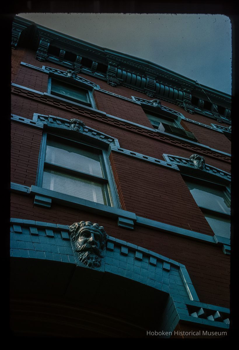Color slide of detail view of façade, cornice, gauged arches, and keystones at 1226 Park between 12th & 13th picture number 1