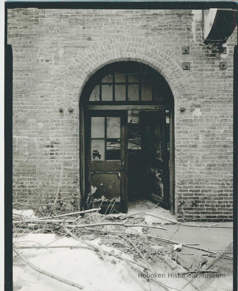 B+W photo of buildings, interiors and exteriors, of the Bethlehem Steel Shipyard, Hoboken Division, no date (ca 1990.) picture number 1