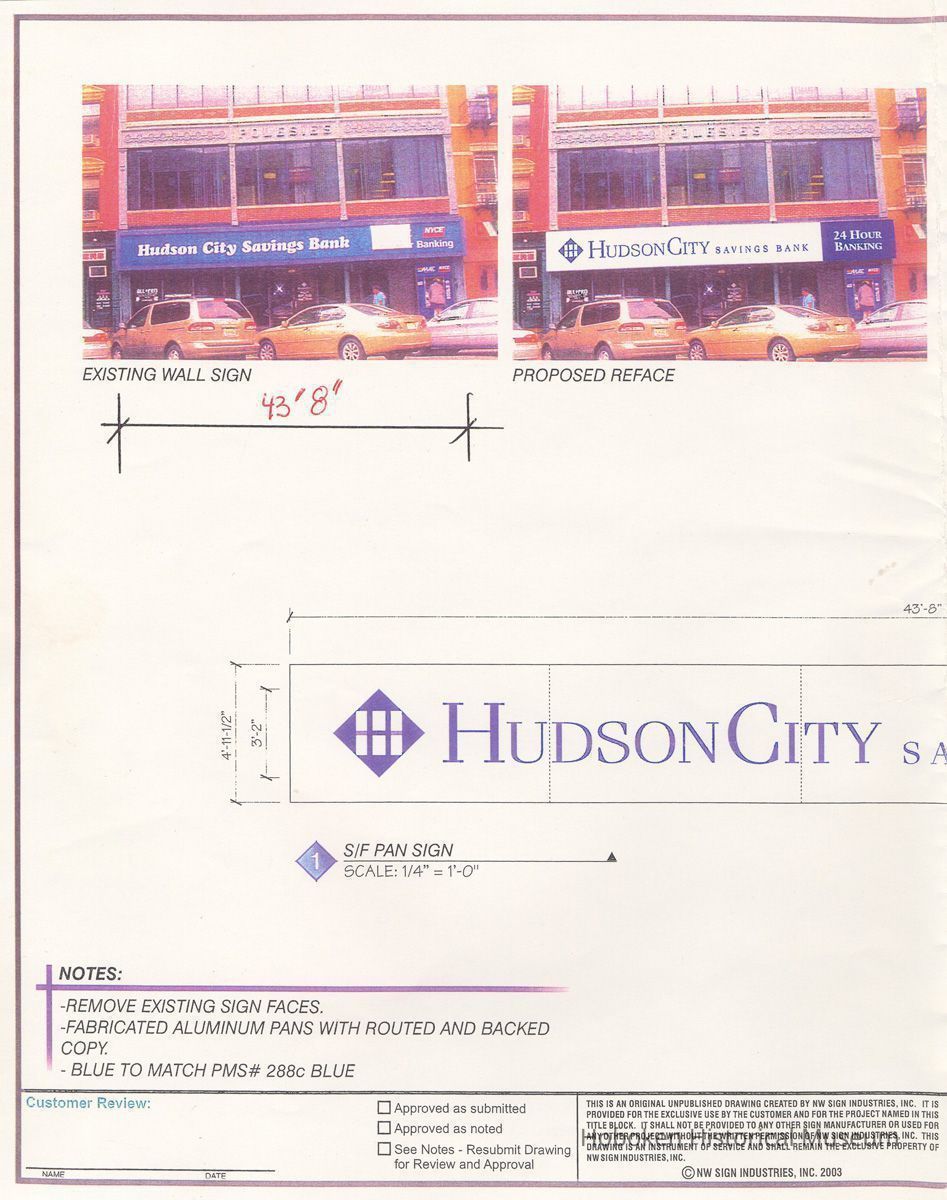 detail of plate with proposed wall sign