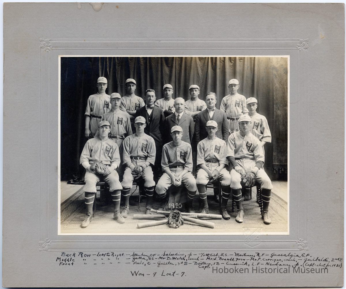 full print & mount: 1920 Hoboken High School baseball team