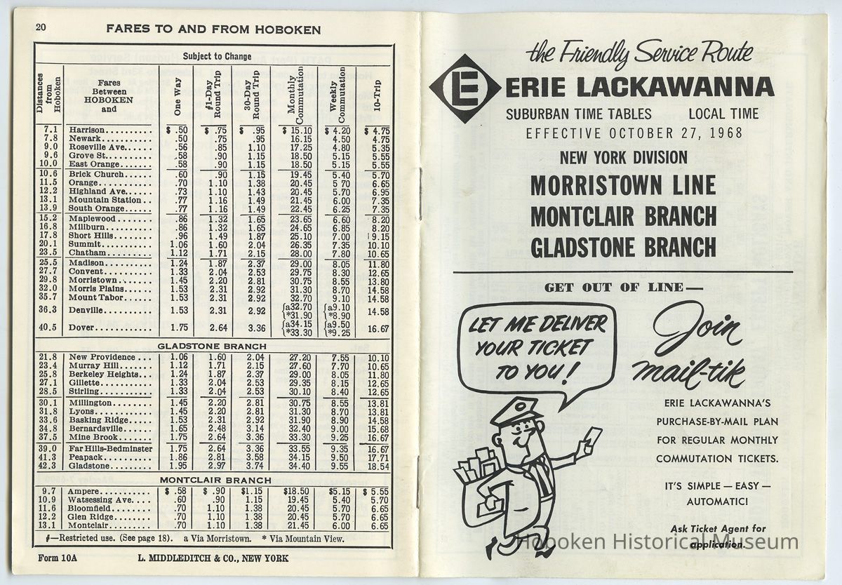 outside - pg [1] cover + pg 20 Fares To and From Hoboken