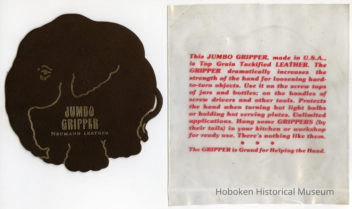 leather gripper and imprinted bag