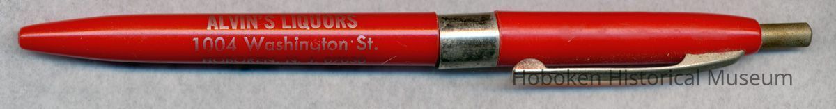 Retractable ball point pen imprinted Alvin Liquors, 1004 Washington St., Hoboken, N.J. picture number 1