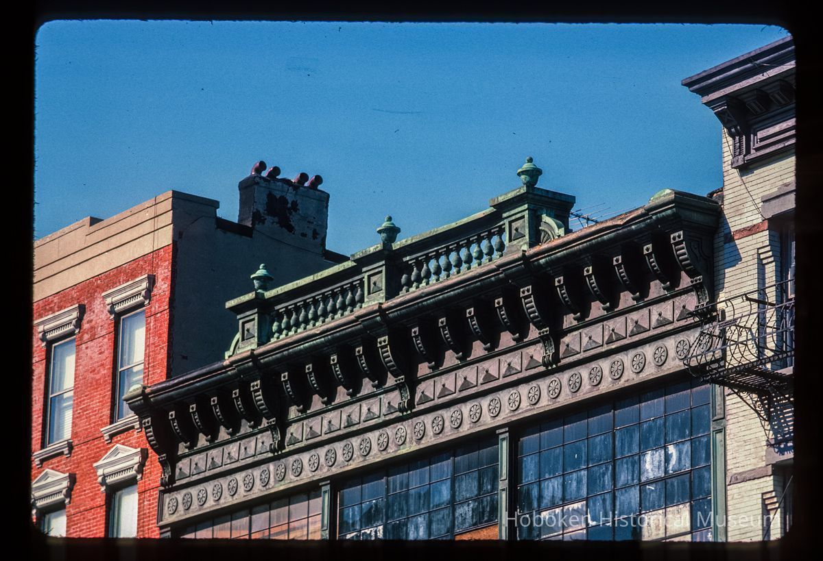 Color slide of close-up view of cornice and balustrade on the Polesie's building at 1018 Washington between 10th & 11th picture number 1