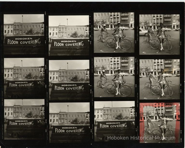 B+W negative contact sheet of images of Hoboken taken by John Conn. no date, [1976]. picture number 1