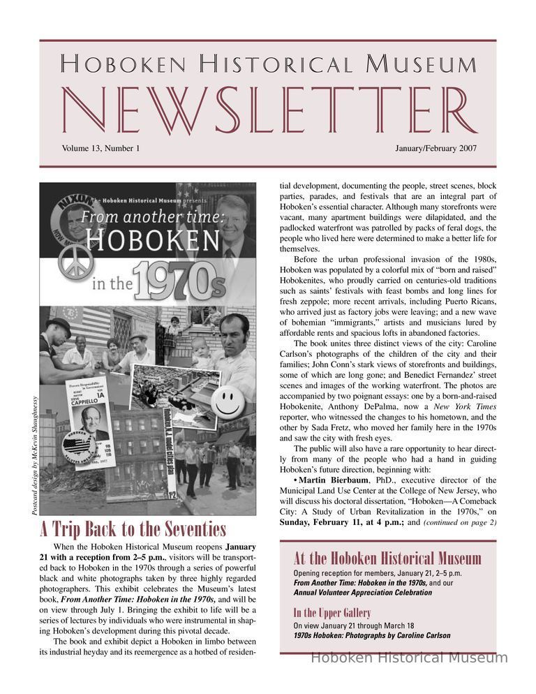 Hoboken Historical Museum Newsletter [Second Series], Volume 13, Number 1, Jan.-Feb. 2007. picture number 1