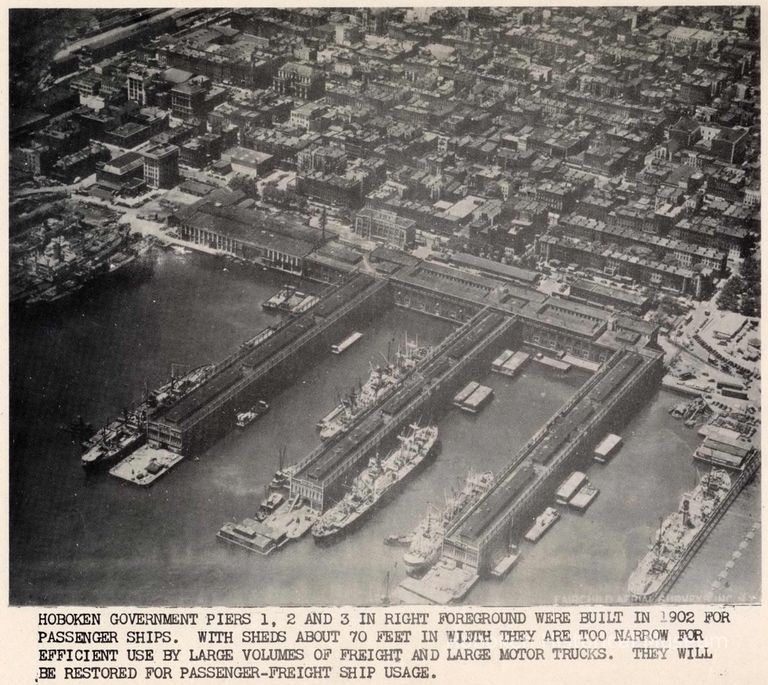 Hoboken Government Terminal aerial view of Piers 1, 2 and 3