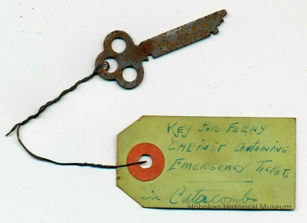 Key for Ferry Cabinet containing Emergency Tickets in Catacombs, no place (Hoboken), no date, prior to 1967. picture number 1