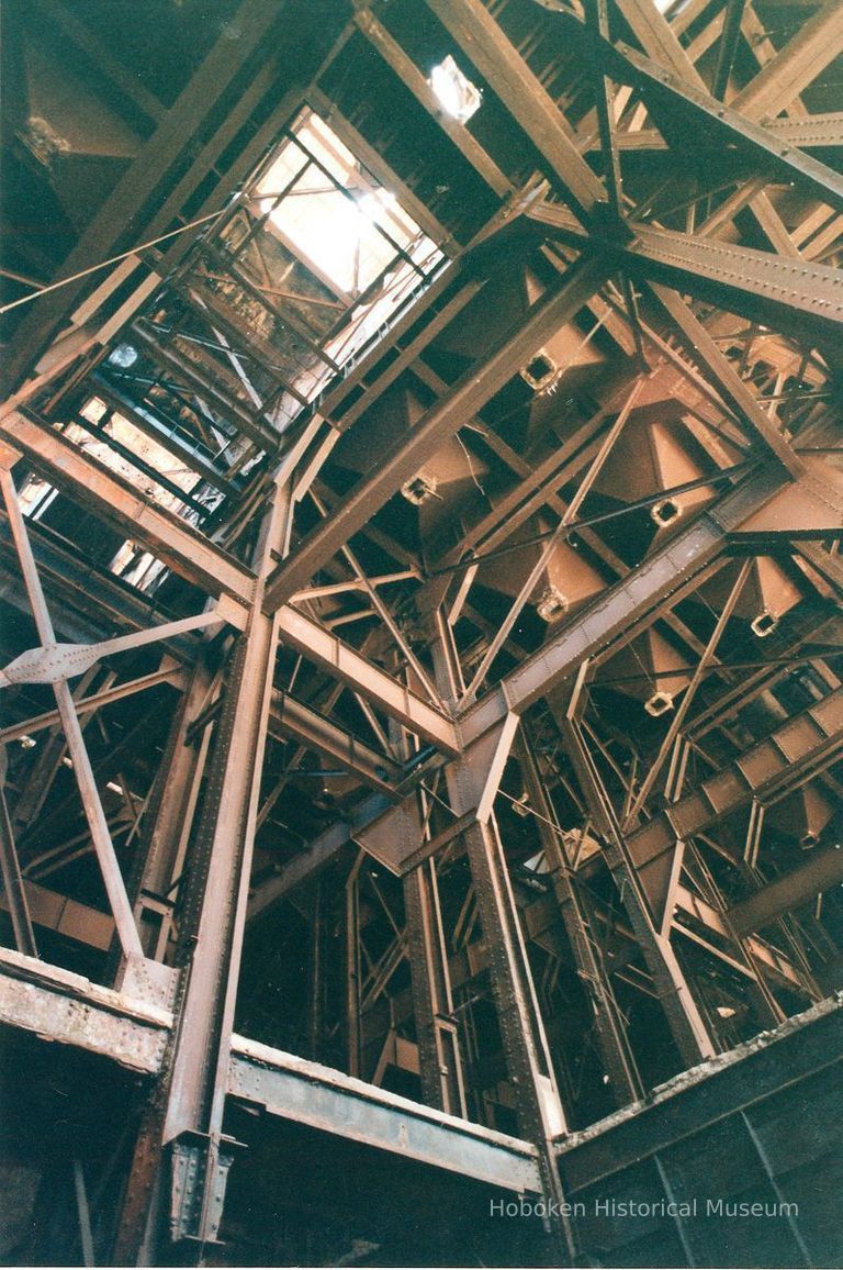 Digital image of color photo of the interior of the former Hudson & Manhattan Rail Road powerhouse, Jersey City, March, 2000. picture number 1