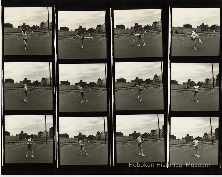 B+W negative contact sheet of images of Hoboken taken by John Conn. no date, [1976]. picture number 1