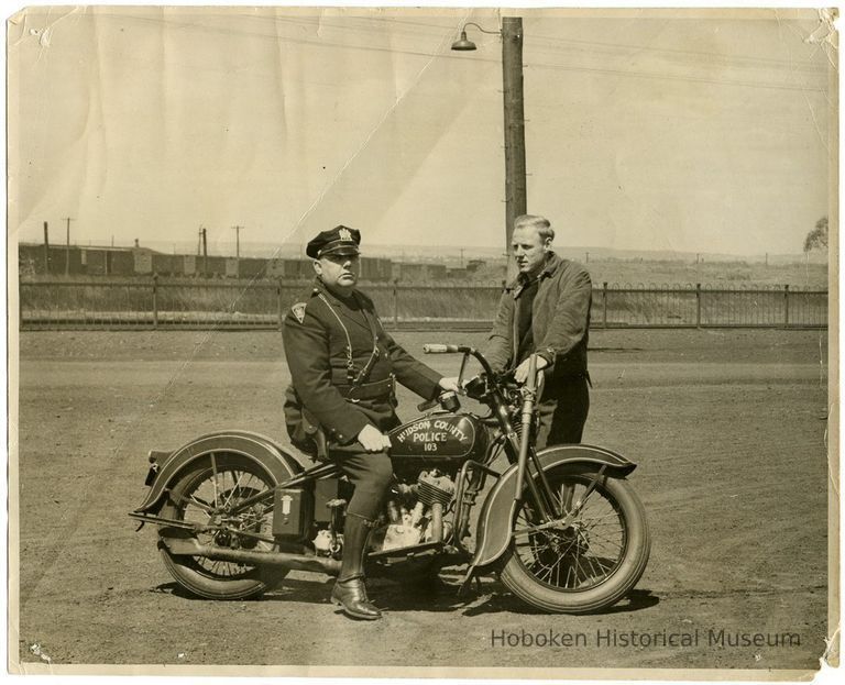 Hudson County Police Officer Arthur Hildemann on motorcycle